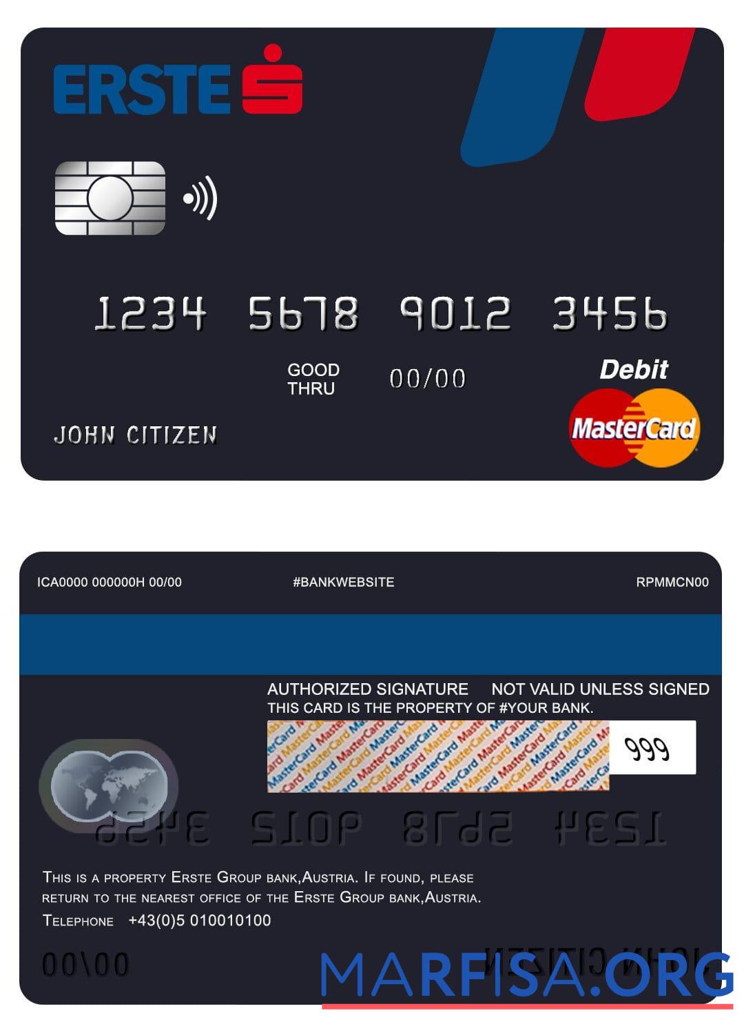 Realistic Austria Erste Group bank mastercard example